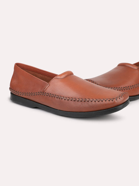 Atesber Tan Solid Casual Slip-on Shoes For Men